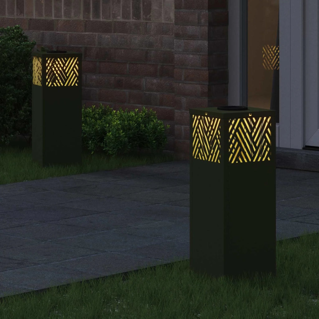 Faro LED solare per sentieri 2 pz Verde oliva CFW1729529