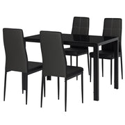 Set 5 Pezzi con 1 Tavolo e 4 Sedie per Cucina o Sala da Pranzo Nero