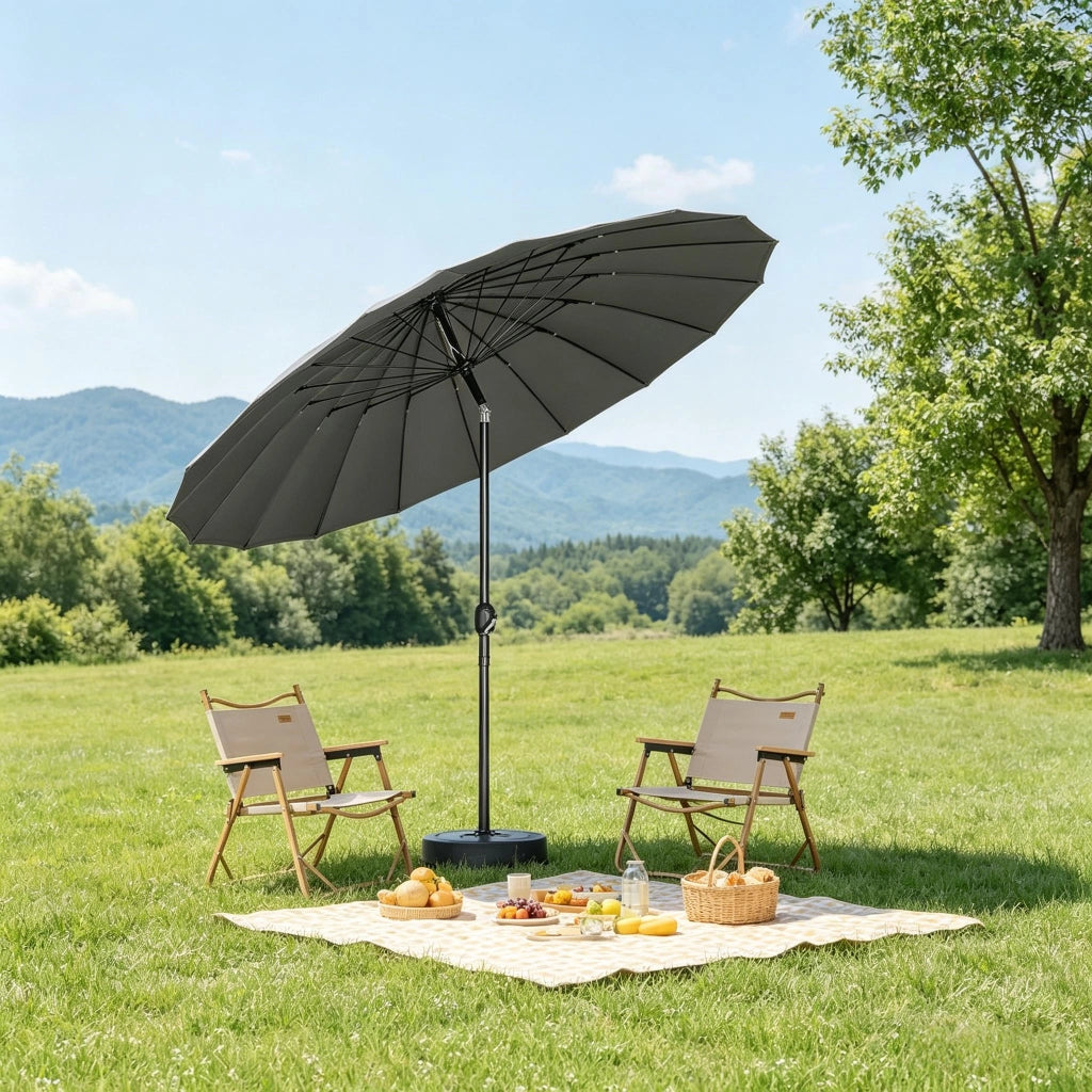 Ombrellone da giardino Ø257 cm con inclinazione regolabile, colore antracite