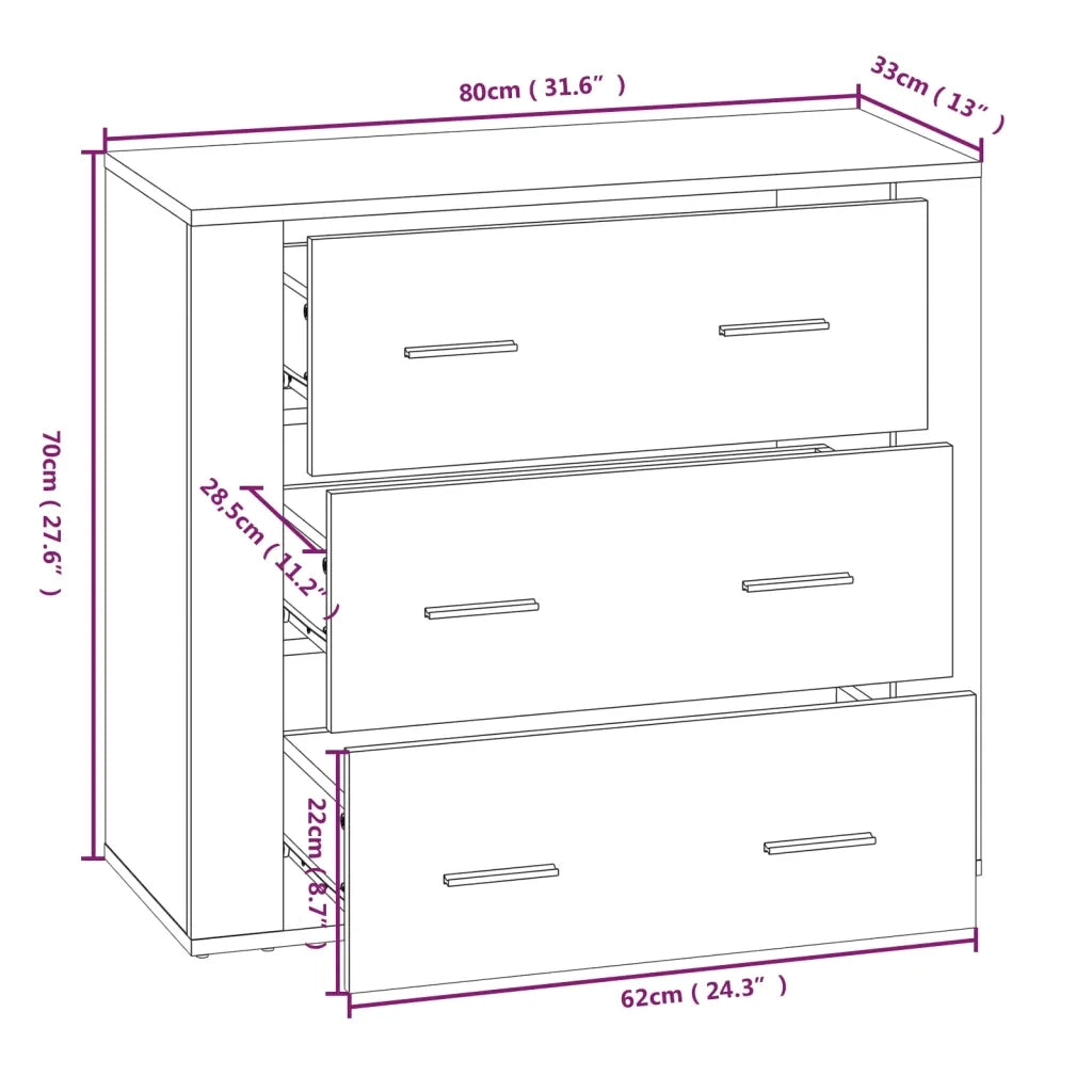 Credenza Rovere Sonoma 80x33x70 cm in Legno Multistrato 816579