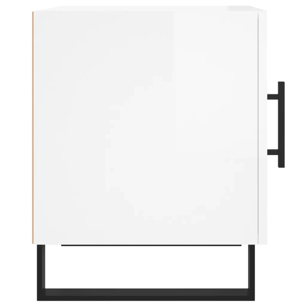 Comodino Bianco Lucido 40x40x50 cm in Legno Multistrato 827616