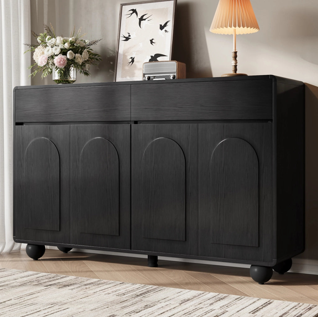 Credenza nera 140 cm con 2 cassetti e 4 ante