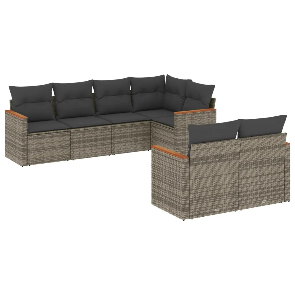 Set Divani da Giardino 7 pz con Cuscini Grigio in Polyrattan 3226144