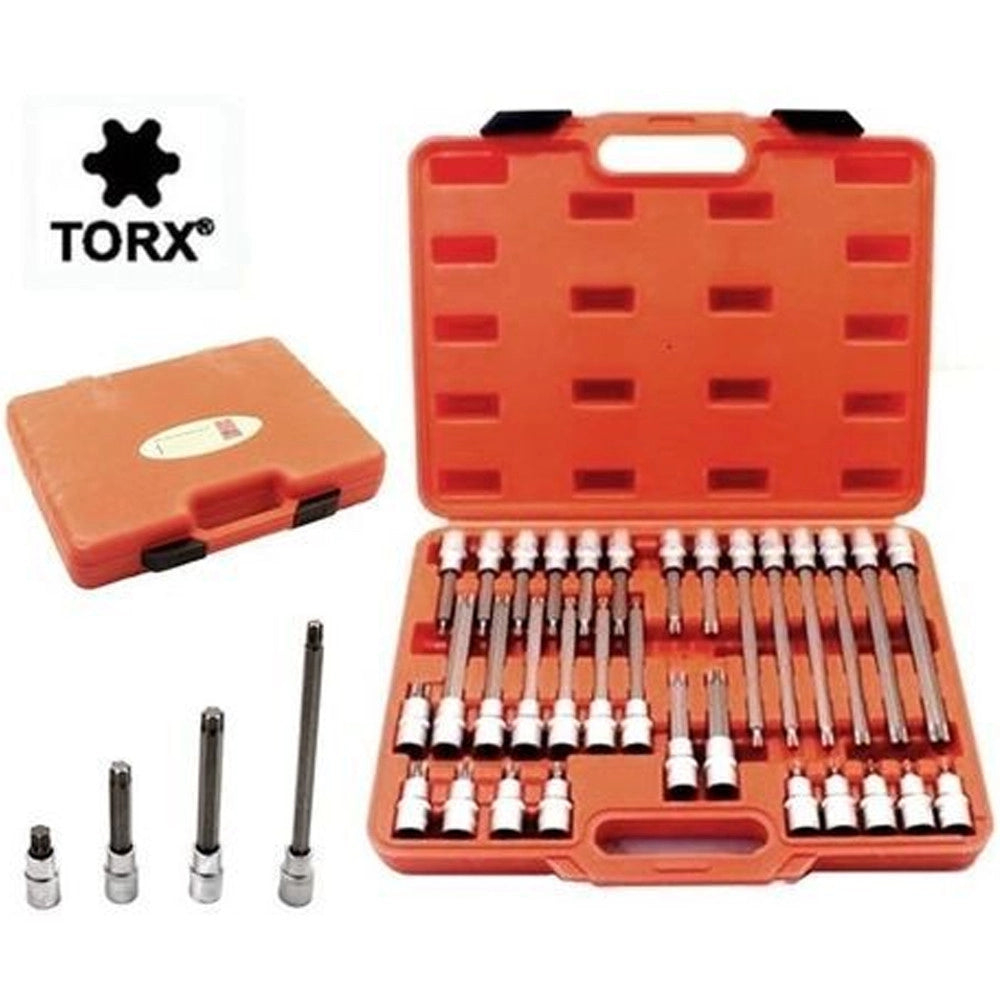 Trade Shop - Set Di Chiavi A Bussola Da 1/2 Con Inserti Torx 32 Pezzi Corti E Lunghi -