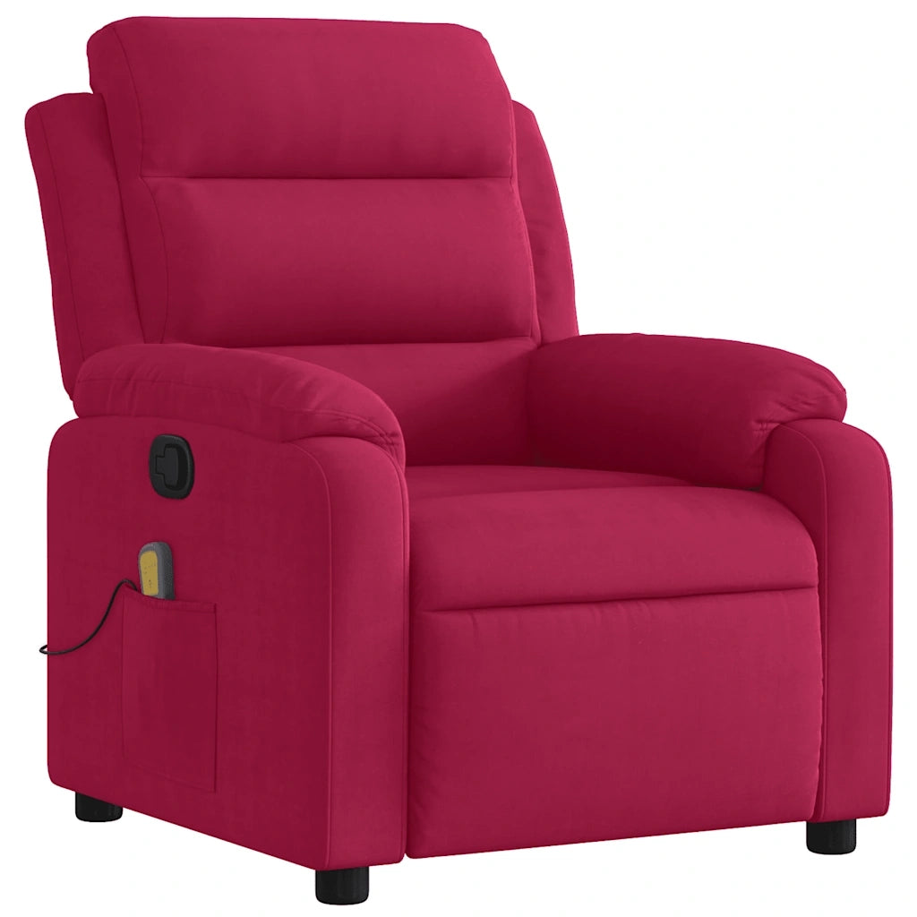 Divano Sedia-Poltrona Massaggiante Reclinabile Rosso Vino in Velluto 412503