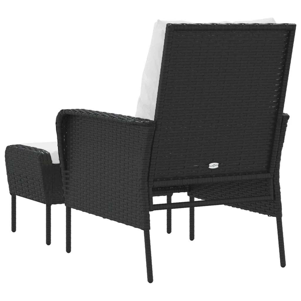 Poltrona da Giardino con Poggiapiedi in Polyrattan Nero CFW9822275