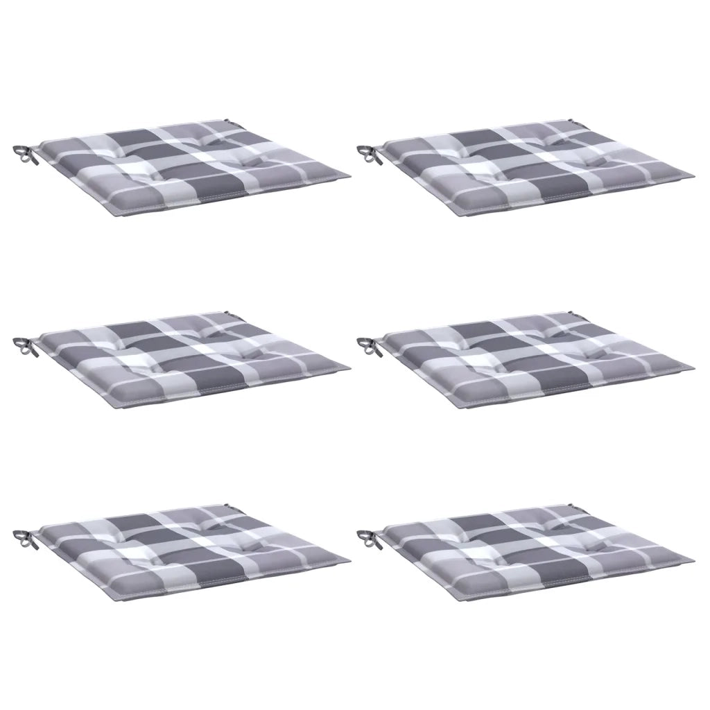 Cuscini per Sedia 6 pz a Quadri Grigi 50x50x3 cm Tessuto Oxford