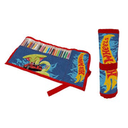 Trade Shop - Astuccio Roll Ripiegabile Con 24 Pastelli Colorati Arrotolabile Grafica Hot Wheels 949493a -