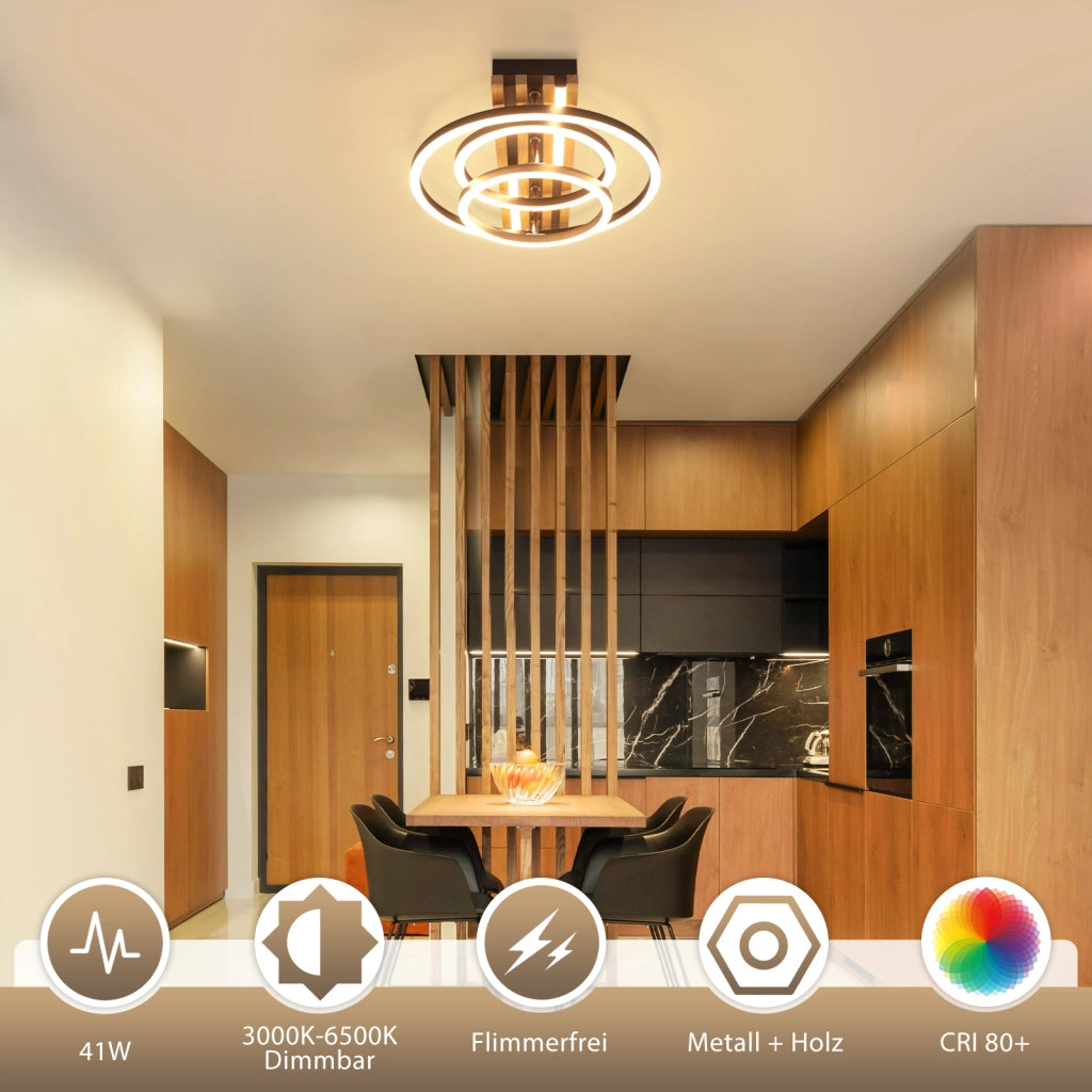 ZMH Plafoniera ad anello LED moderna 44W dimmerabile con telecomando per soggiorno cucina sala da pranzo e ufficio