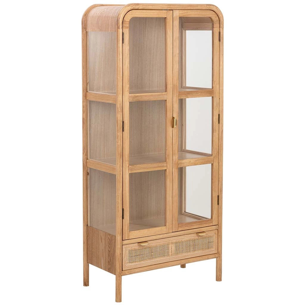 Vetrina in legno e rattan marrone 72x40.5x160h cm