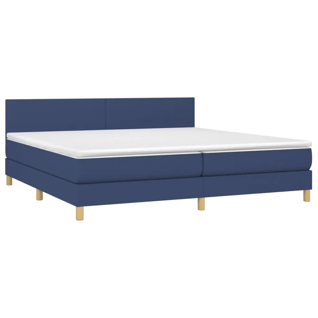Letto a Molle Materasso e LED Blu 200x200cm in Tessuto 3133587