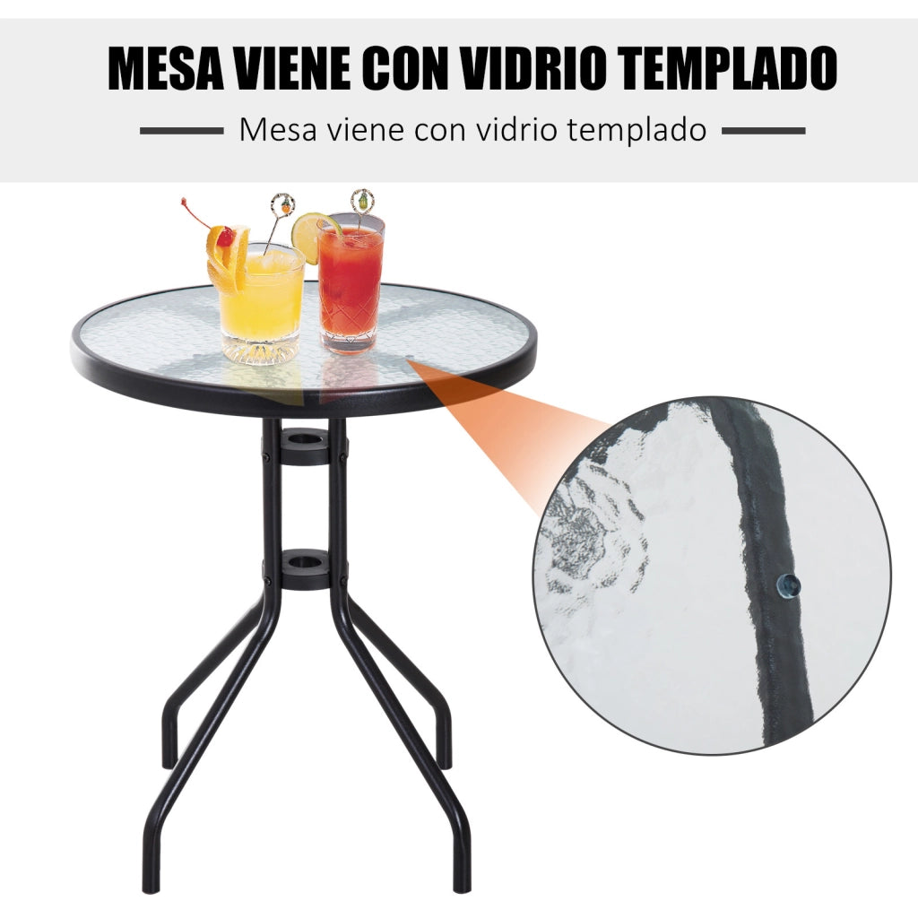 Set Tavolo e 2 Sedie da Giardino ¨C zephmum ¨C Pieghevole, Schienale Regolabile, Textile, Acciaio, Marrone