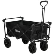 CARRELLO DA GIARDINO 110L CON MANIGLIA TELESCOPICA E TETTUCCIO IN ACCIAIO E TESSUTO OXFORD, NERO