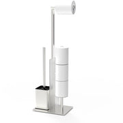 Supporto per carta igienica libero da parete - Set di spazzolino per il water - In acciaio inossidabile - Piastra in vetro - Facile da installare - Design moderno - Kit per il water