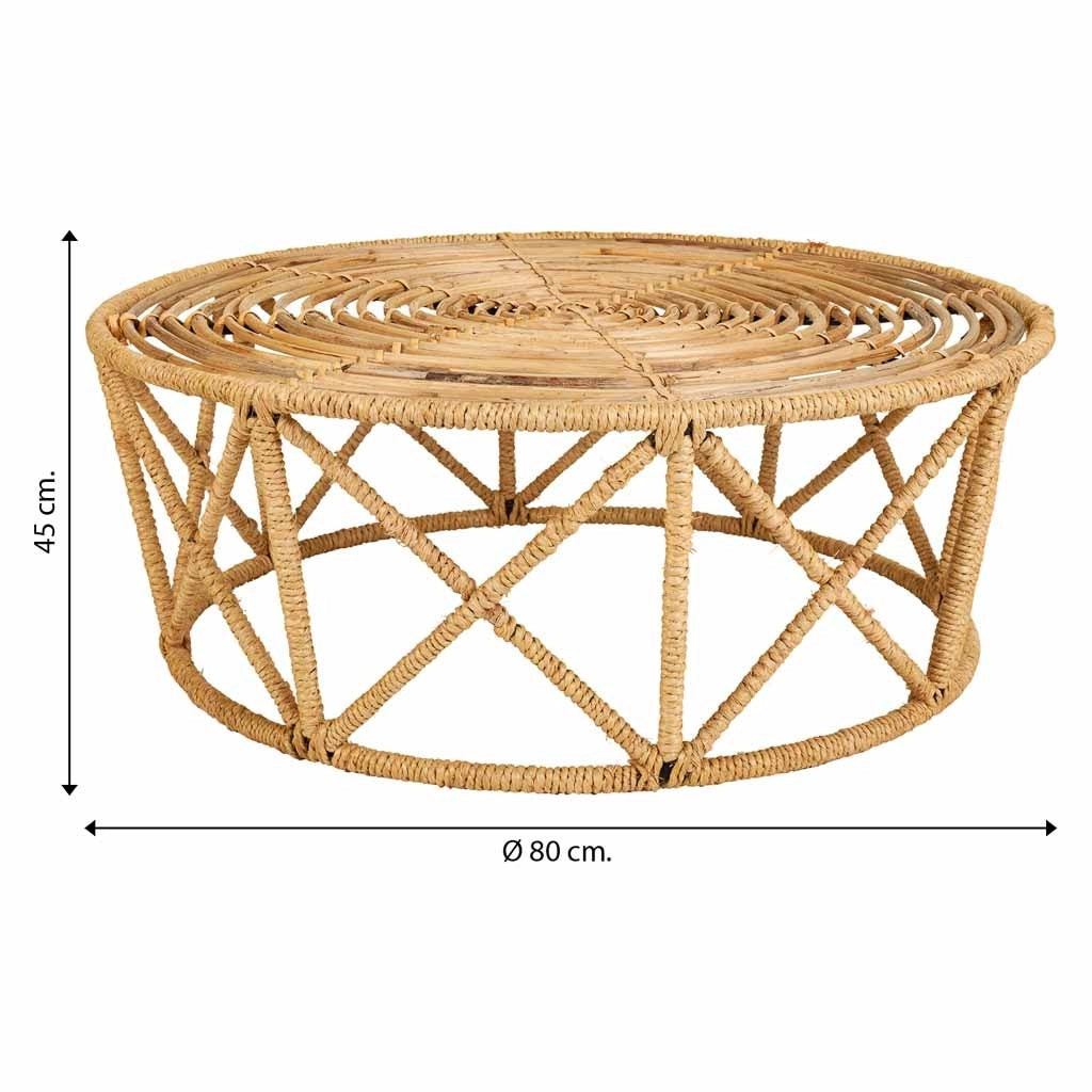 Tavolino in canna 80x80x45h