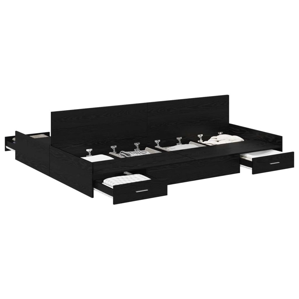 Struttura letto con contenitore Rovere Nero 160 x 200 cm 3335278