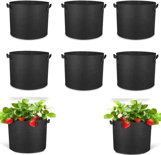 Set di 6 contenitori in tessuto per piante da 3 galloni per pomodoro realizzati in tessuto di lana per serre e giardini.