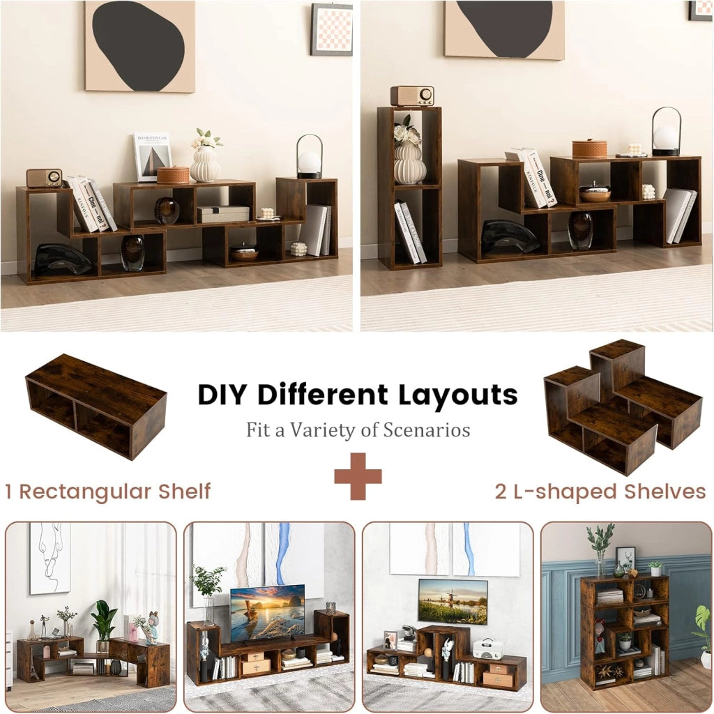 Mobile TV con Ripiani Aperti, Supporto per TV Moderno Fino a 65 Pollici, Ideale per Soggiorno,Camera, 2 Colori,134-180x30x43 cm (Marrone)