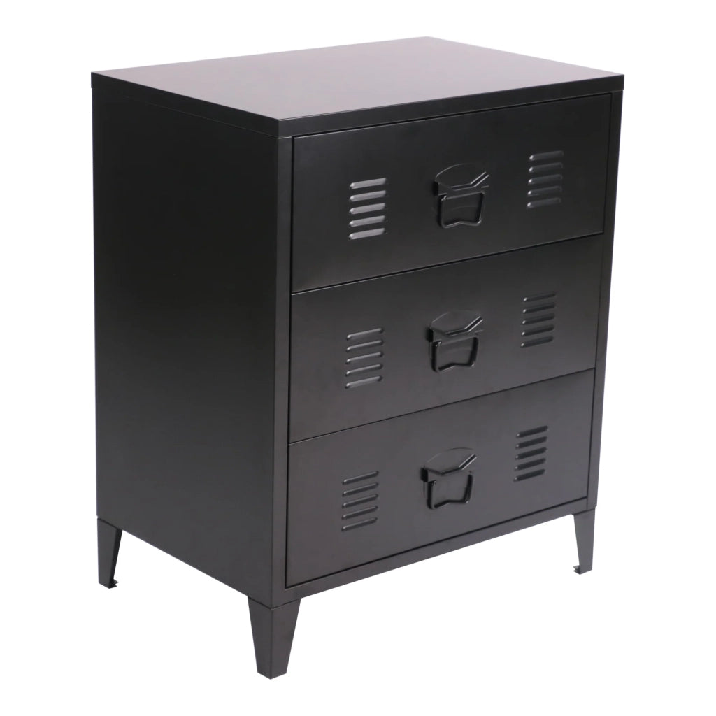 Elegante cassettiera pratico mobiletto portaoggetti in metallo acciaio 72 x 60 x 40 cm nero 03_0006837