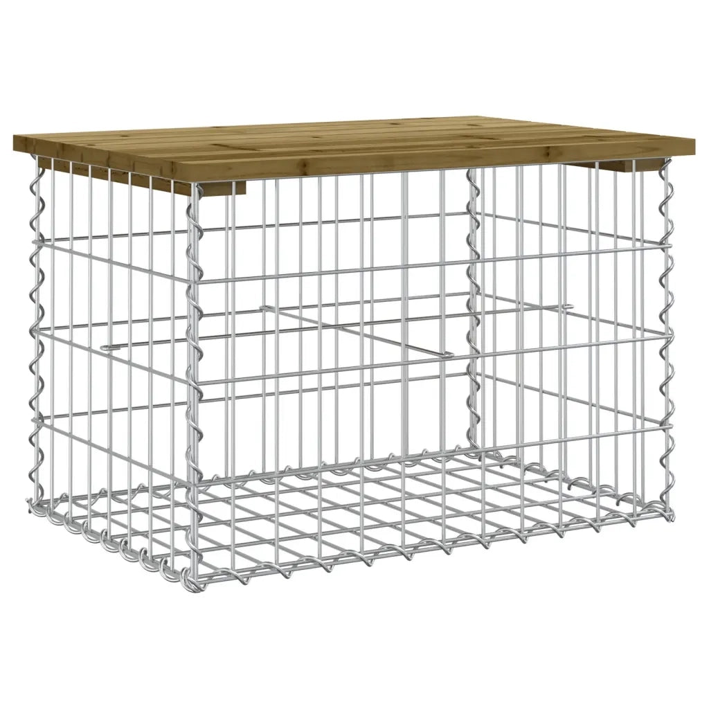 Panca da Giardino Design Gabbione-Sgabello-Panca da esterno 63x44x42 cm Pino Impregnato