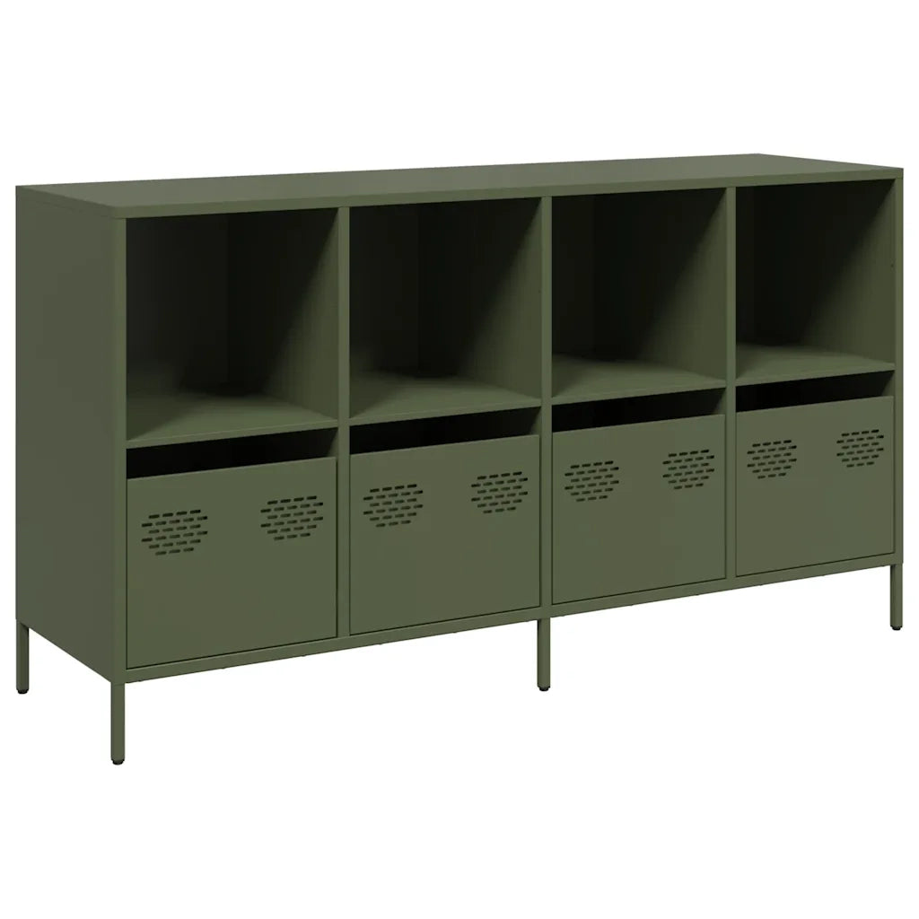 Credenza Verde Oliva 135x39x73,5 cm Acciaio Laminato a Freddo 3307165