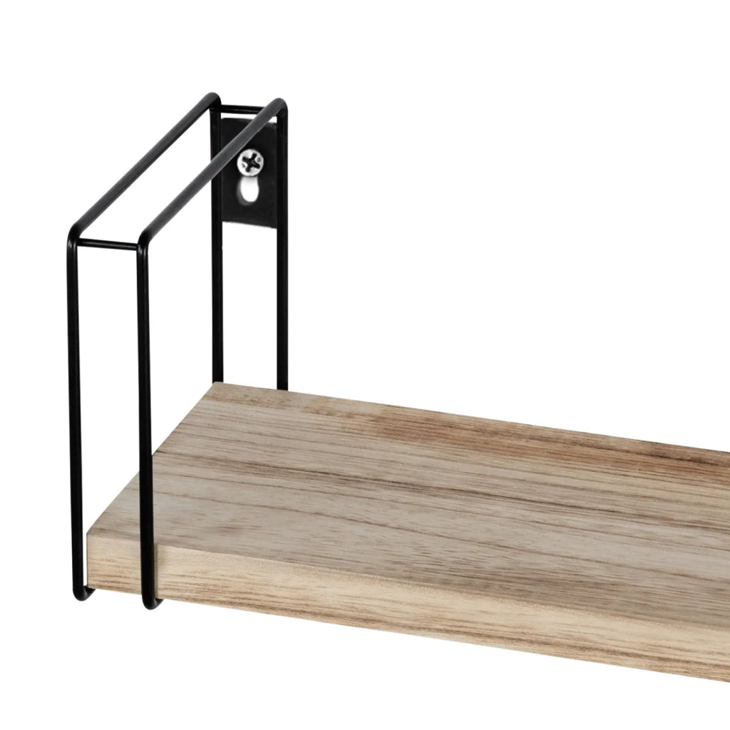 IDMarket - Set di 3 mensole da parete LILY, legno e metallo, design industriale