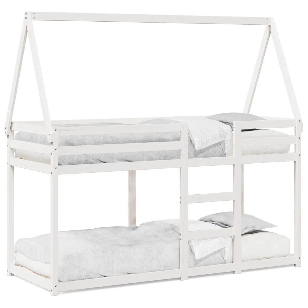 Letto singolo | Letto per adulti | Letto a Castello con Tetto Bianco 80x200 cm Legno Massello Pino