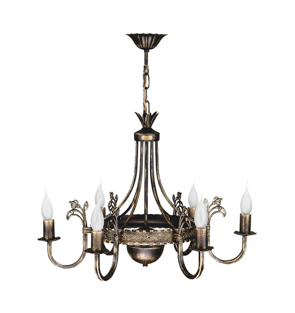 Lampadario retro bronzo patinato 6xE14 Korona Jupiter