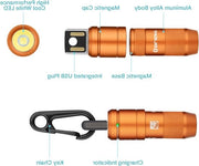 Zaklamp Mini LED USB ricaricabile - 50LM - 195g - Portachiave EOS - IPX6 - per campeggio e emergenze - torcia LED arancione