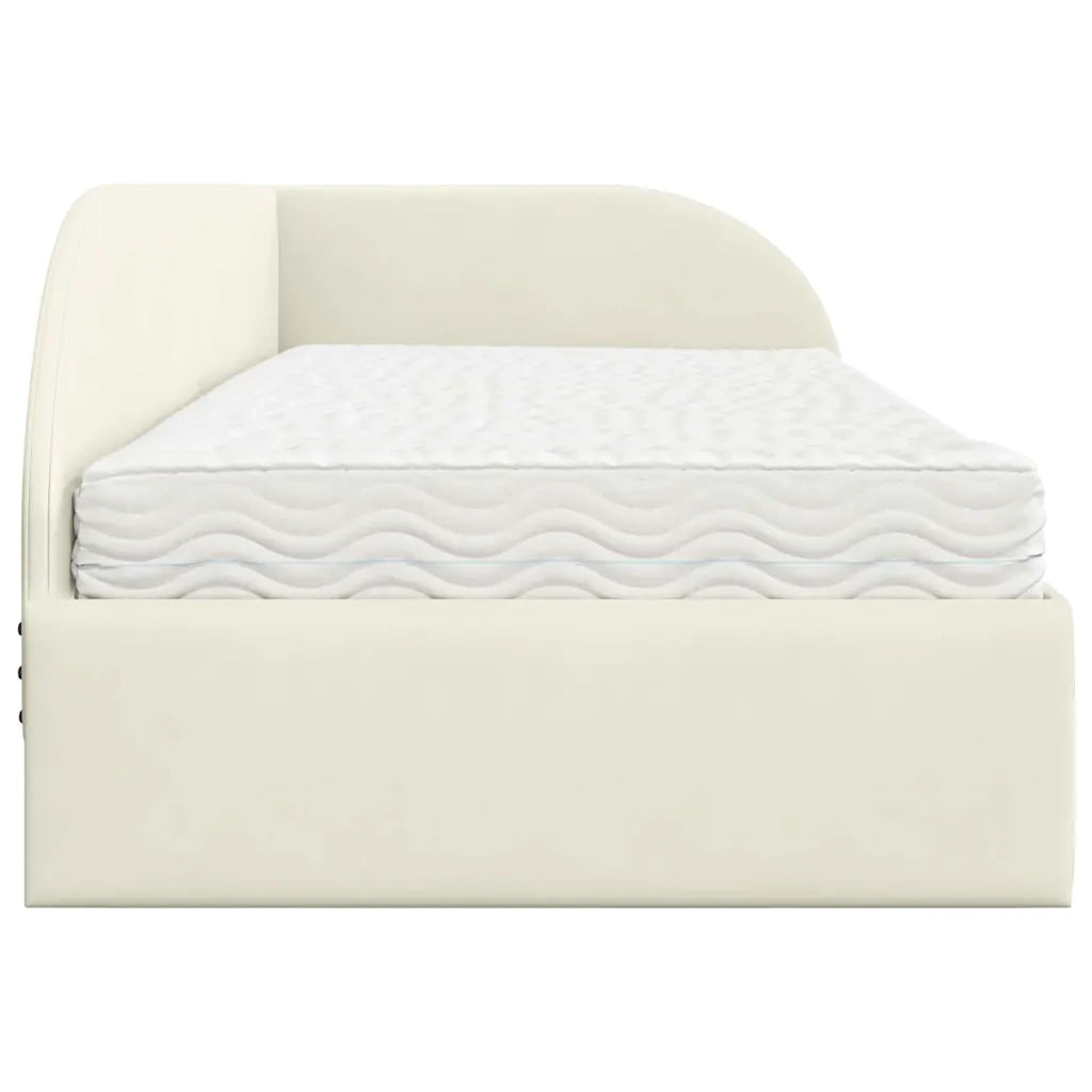 Struttura Letto Angolare con Materasso 2 pcs Crema Velluto 3394201