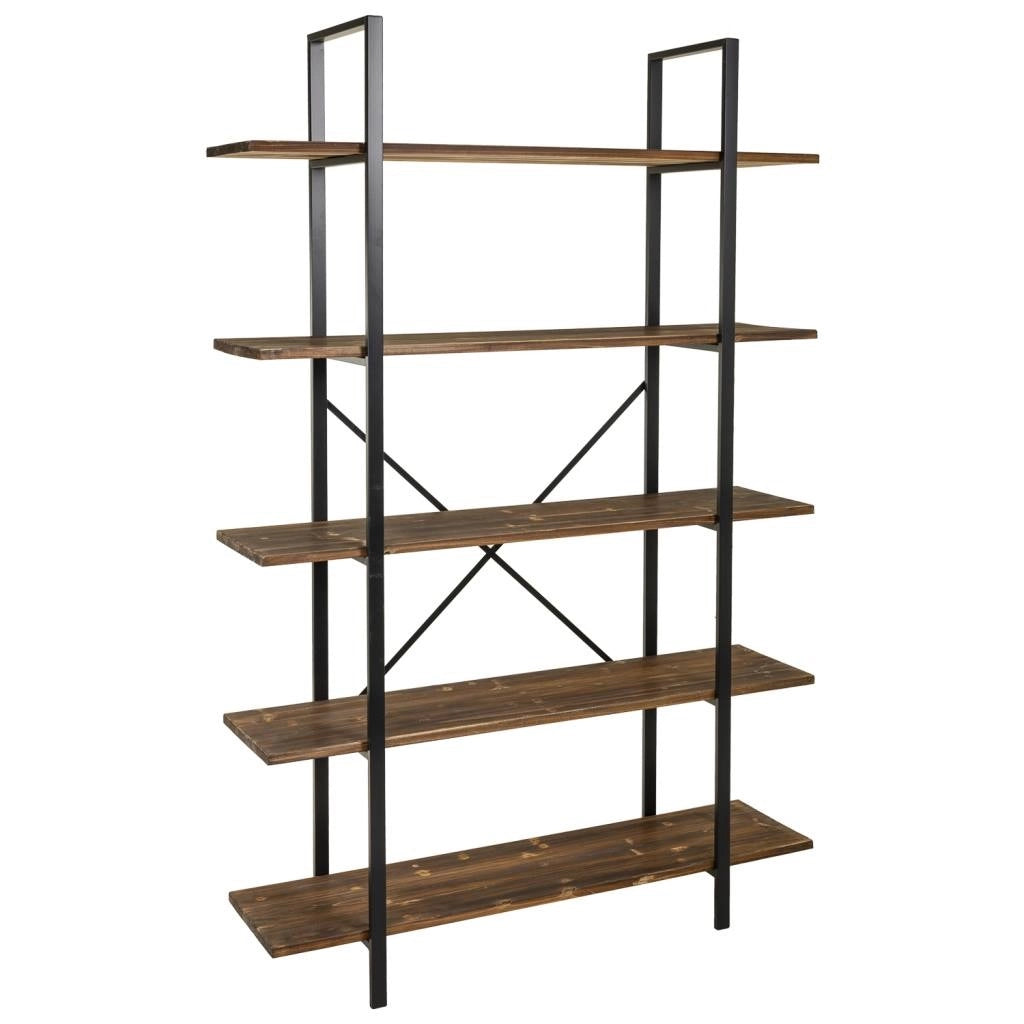 Scaffale in legno e metallo marrone 120x32x178h