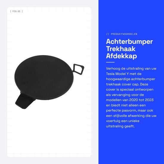 Trekhaak per Achterbumper per Modello Y 2020-2023 - Materiale ABS - 1 Unita - Compatibilità Perfetta - Capocarro per Trekhaak
