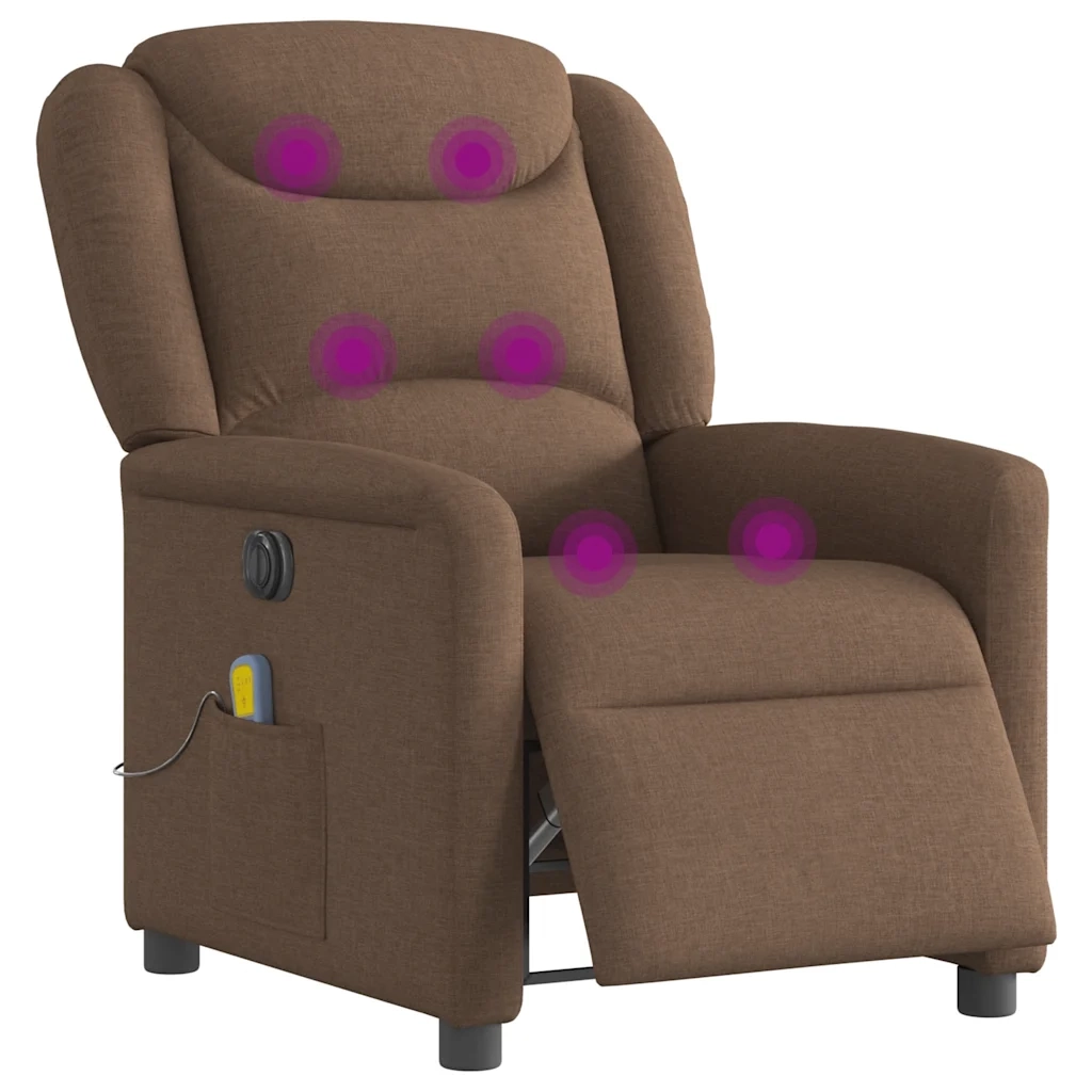Poltrona Massaggiante Reclinabile Elettrica Marrone in Tessuto 3303188