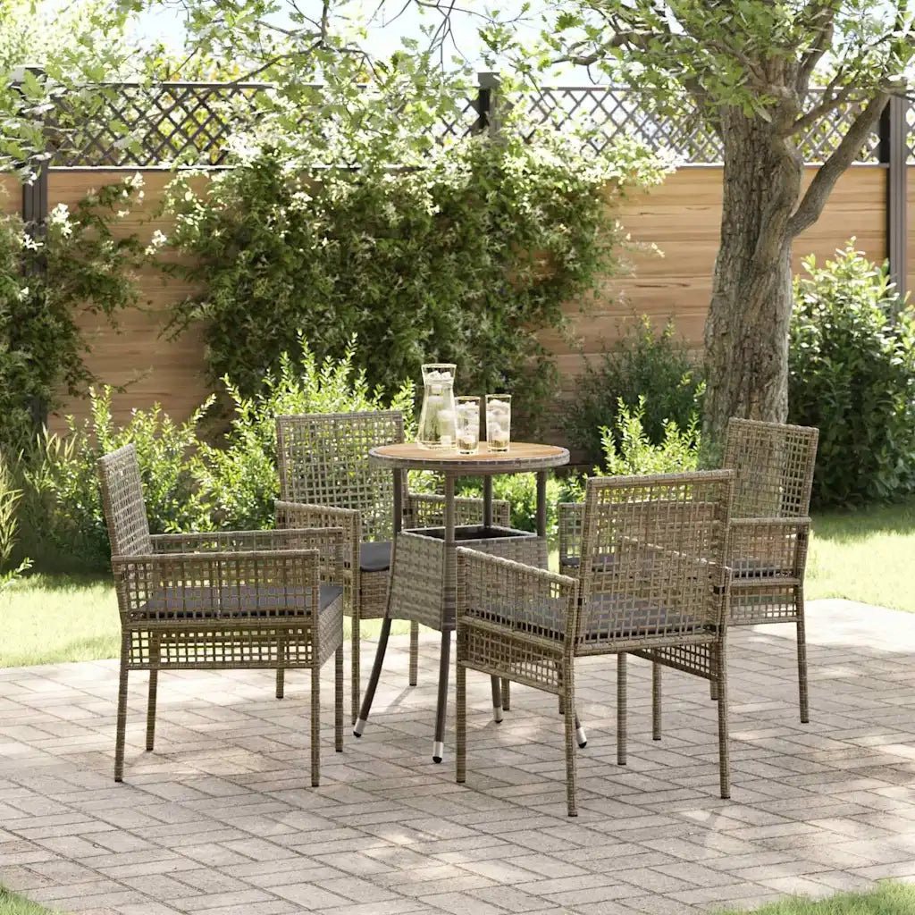 Set da Pranzo per Giardino 5 pz | Set Salotto da Giardino Grigio polyrattan