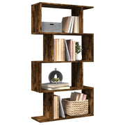 Libreria 4 Ripiani-Scaffale per Libri-Mobile di Stoccaggio Rovere Fumo 70x24x129 cm in Truciolato