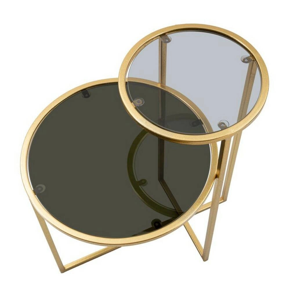 Tavolino da salotto Yoko, Tavolo basso da caffè, Portariviste per divano, Ripiano da soggiorno, 50x40 h61 cm, Oro