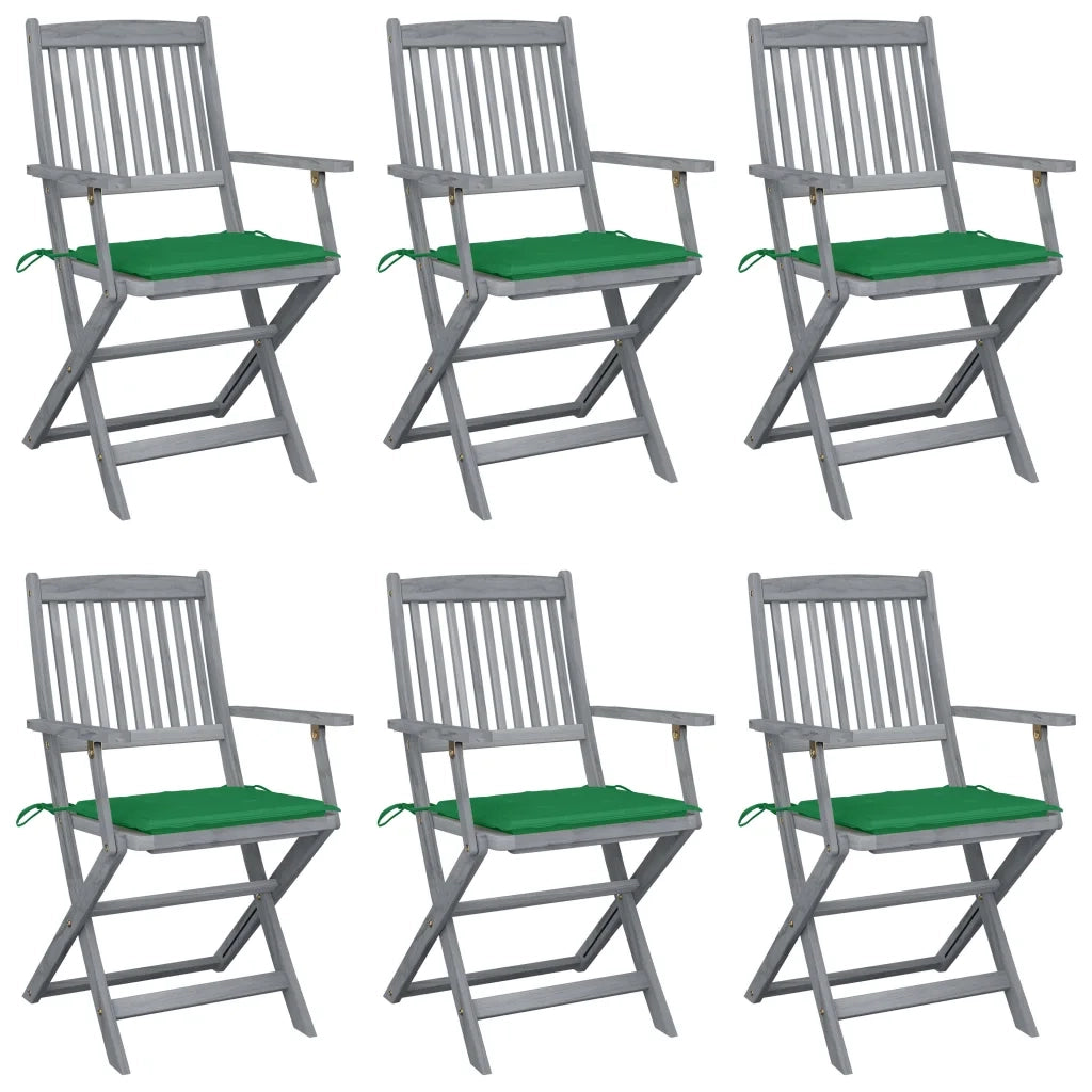Sedie da Giardino Pieghevoli 6pz con Cuscini in Massello Acacia cod mxl 6455