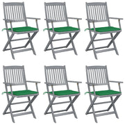 Sedie da Giardino Pieghevoli 6pz con Cuscini in Massello Acacia cod mxl 6455