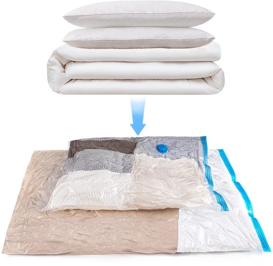 Set di sacchi per aspiratore per abbigliamento, 8 pezzi (80x100x38 cm), sacchi per aspiratore extra grandi per coperte, coperte, lenzuola, sacchi per aspiratore spazienti per abbigliamento