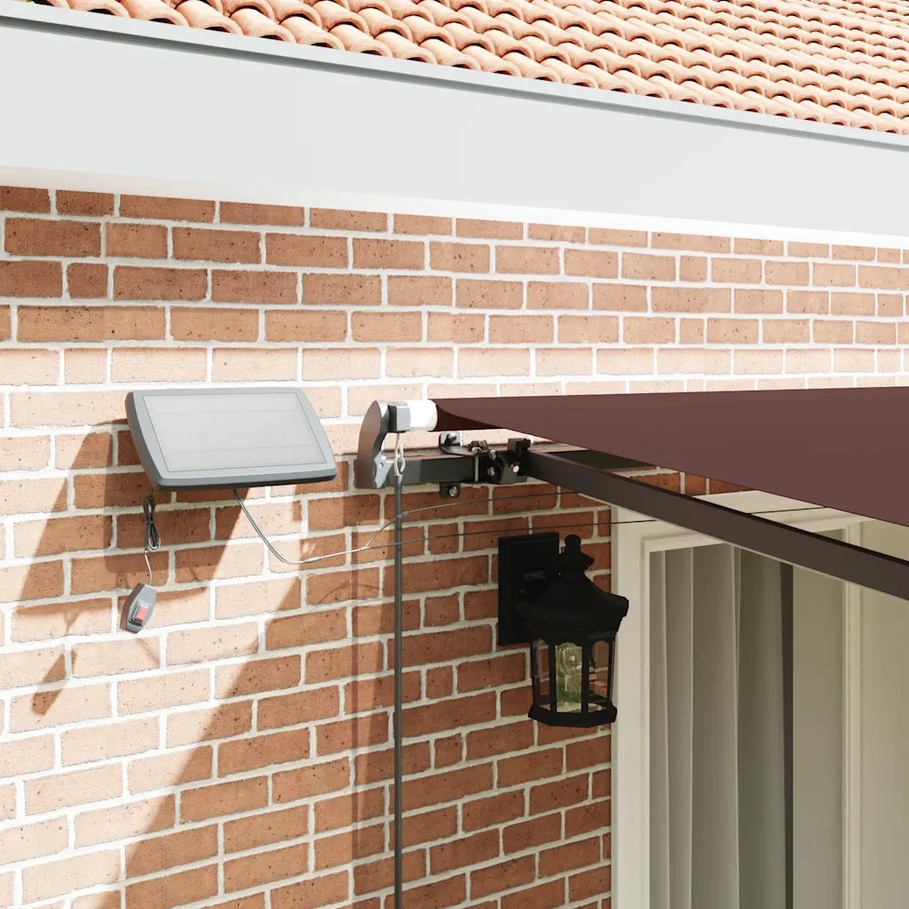 Tenda da Sole Retrattile Manuale con LED Marrone 400x300 cm