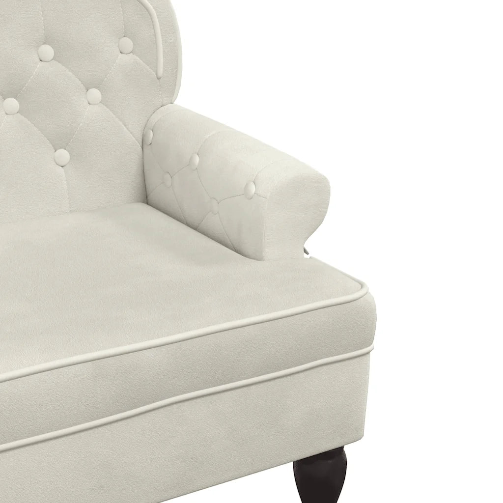 Panca con Schienale Crema 119,5x64,5x75 cm in Velluto CFW7998626
