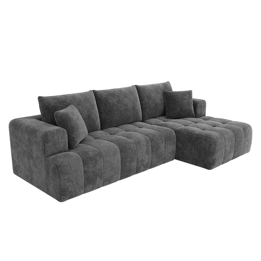 Divano Angolare Modulare ¨C Xylo ¨C Grigio, Tessuto Chenille, Design Basso