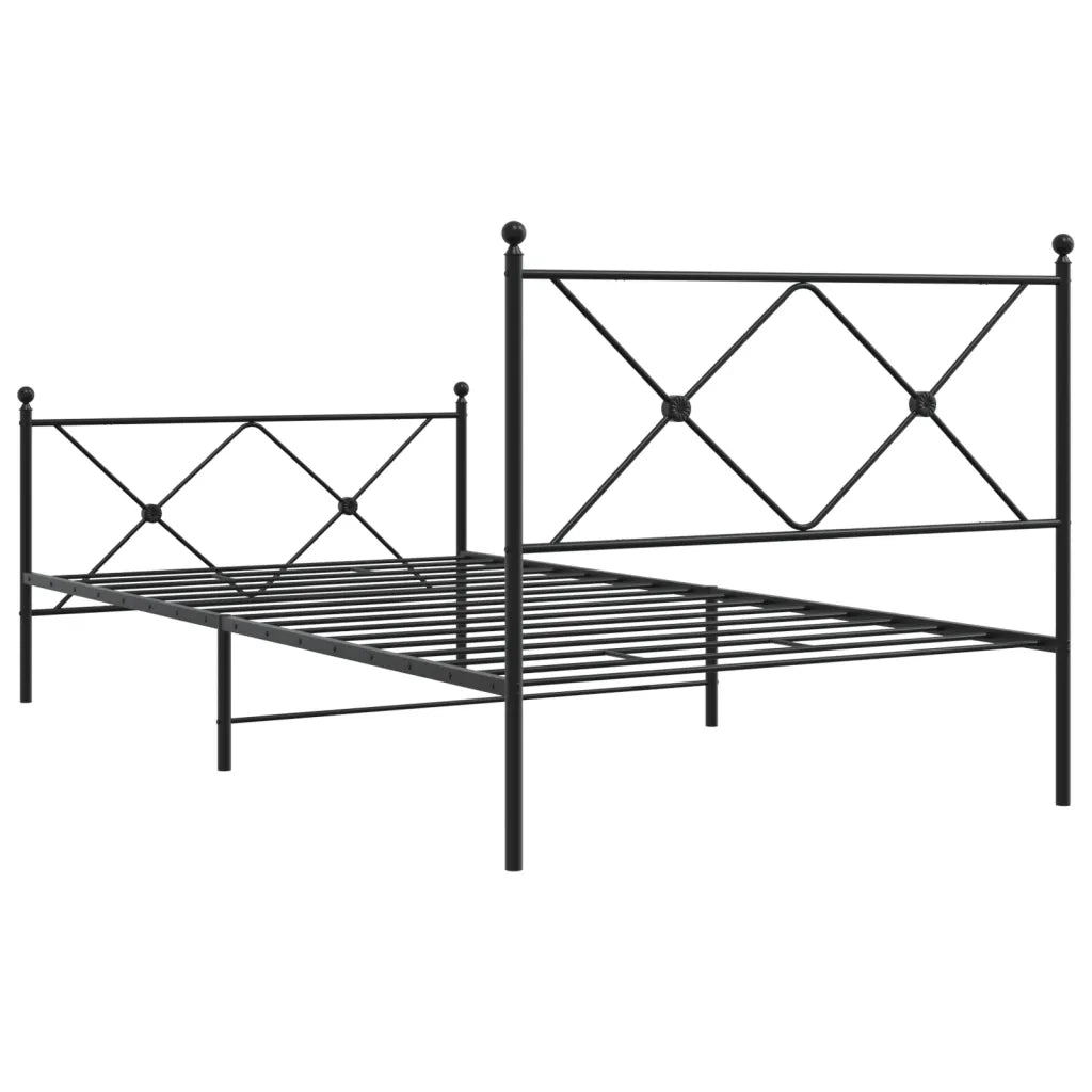 Giroletto con Testiera e Pediera Metallo Nero 100x200 cm