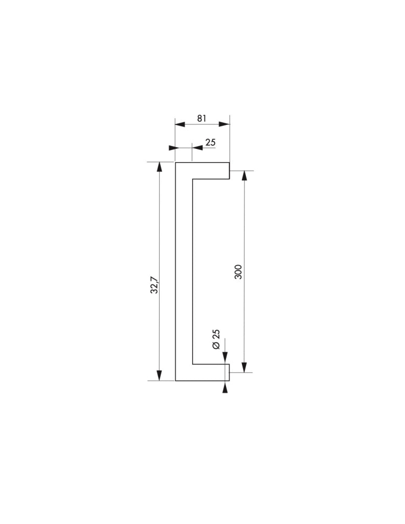 Coppia di maniglioni in acciaio inox 25 x 25 mm, interasse 300 mm – THIRARD