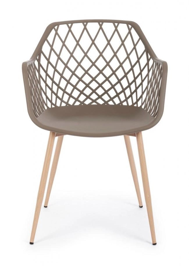 Set 4 Sedie 58x54x85,5 cm in Plastica Tortora
