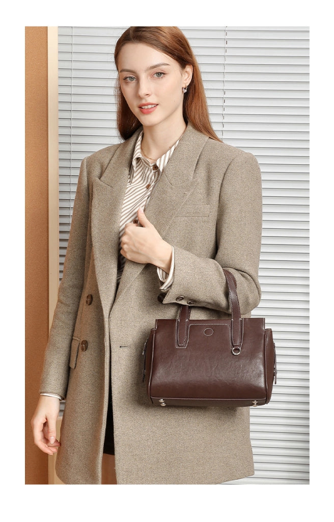 Borsa a tracolla da donna in vera pelle marrone