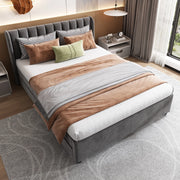 letto imbottito velluto grigio 140 x 200 cm