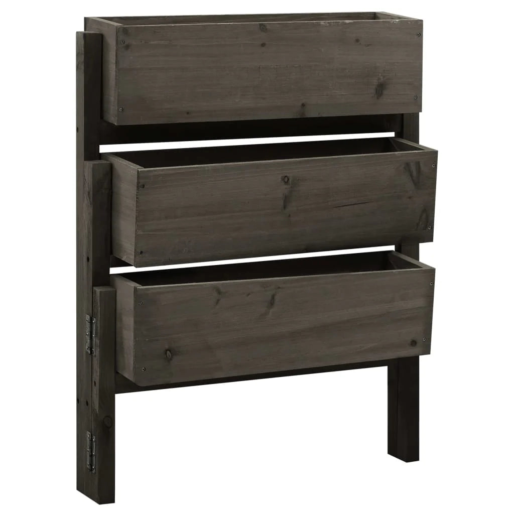 Fioriera pieghevole da giardino grigia 60 x 14 x 75 cm legno di abete 02_0000834