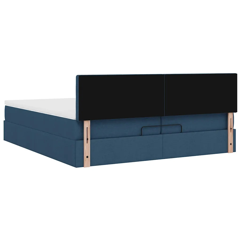 Struttura Letto Pouf con Materassi Blu 200x200 cm in Tessuto 3312505