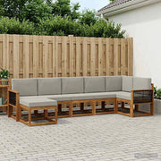 Set di divani da esterno 7 pz Naturale e Grigio Chiaro 3385392